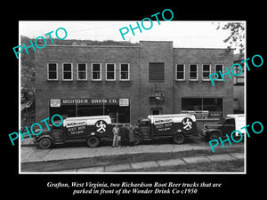 OLD LARGE HISTORIC PHOTO OF GRAFTON WEST VIRGINIA, THE WONDER DRINK Co c1950