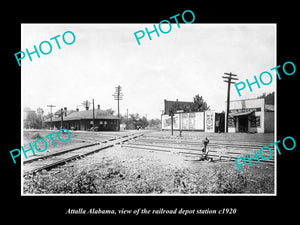 OLD LARGE HISTORIC PHOTO OF ATTALLA ALABAMA, THE RAILROAD DEPOT STATION c1920 1