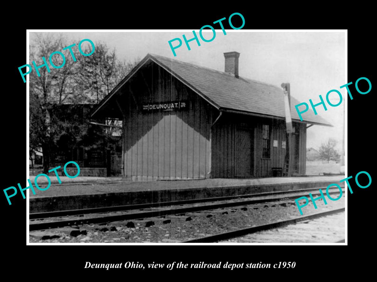 OLD LARGE HISTORIC PHOTO OF DEUNQUAT OHIO, THE RAILROAD DEPOT STATION c1950