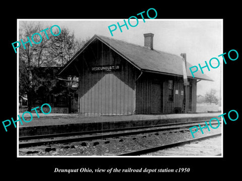 OLD LARGE HISTORIC PHOTO OF DEUNQUAT OHIO, THE RAILROAD DEPOT STATION c1950