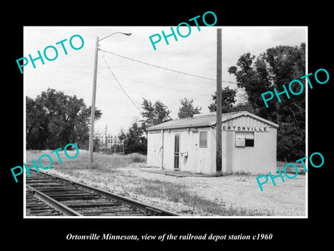 OLD LARGE HISTORIC PHOTO OF ORTONVILLE MINNESOTA RAILROAD DEPOT STATION c1960