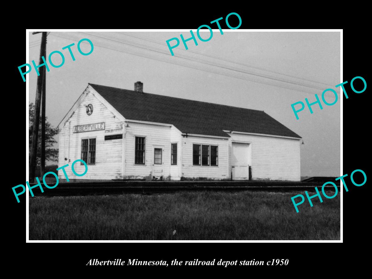 OLD LARGE HISTORIC PHOTO OF ALBERTVILLE MINNESOTA, THE RAILROAD STATION c1950