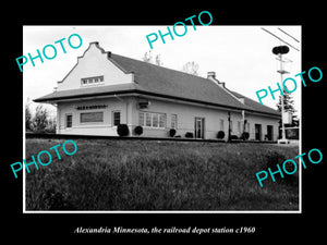 OLD LARGE HISTORIC PHOTO OF ALEXANDRIA MINNESOTA, THE RAILROAD STATION c1960