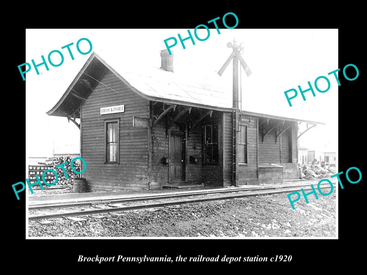 OLD LARGE HISTORIC PHOTO OF BROCKPORT PENNSYLVANIA, THE RAILROAD STATION c1920