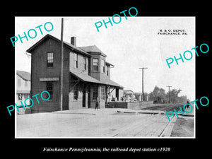 OLD LARGE HISTORIC PHOTO OF FAIRCHANCE PENNSYLVANIA, THE RAILROAD STATION c1920