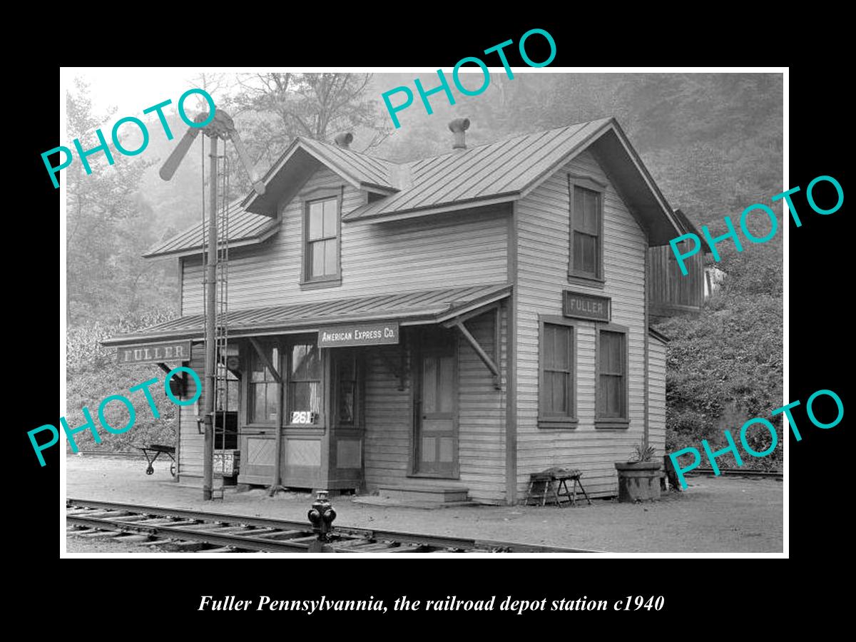 OLD LARGE HISTORIC PHOTO OF FULLER PENNSYLVANIA, THE RAILROAD STATION c1940