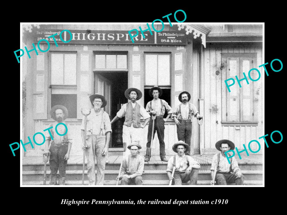 OLD LARGE HISTORIC PHOTO OF HIGHSPIRE PENNSYLVANIA, THE RAILROAD STATION c1910