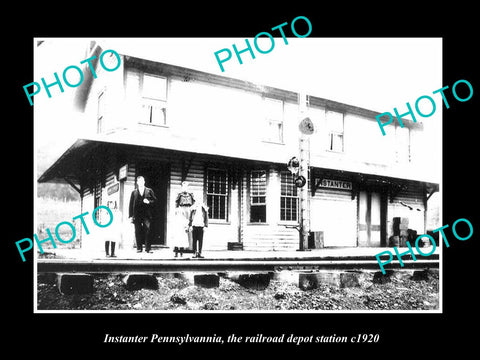 OLD LARGE HISTORIC PHOTO OF INSTANTER PENNSYLVANIA, THE RAILROAD STATION c1920