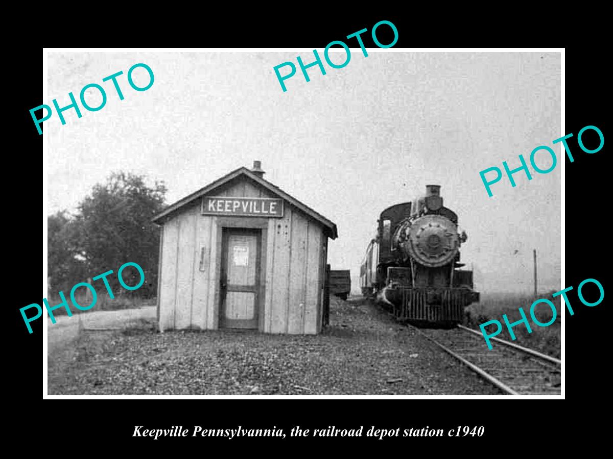 OLD LARGE HISTORIC PHOTO OF KEEPVILLE PENNSYLVANIA, THE RAILROAD STATION c1940