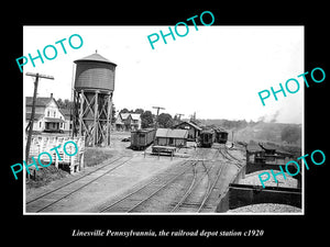 OLD LARGE HISTORIC PHOTO OF LINESVILLE PENNSYLVANIA, THE RAILROAD STATION c1920