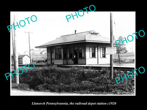 OLD LARGE HISTORIC PHOTO OF LLANERCH PENNSYLVANIA, THE RAILROAD STATION c1920