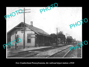 OLD LARGE HISTORIC PHOTO OF NEW CUMBERLAND PENNSYLVANIA, RAILROAD STATION c1920