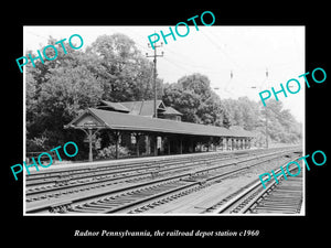 OLD LARGE HISTORIC PHOTO OF RADNOR PENNSYLVANIA, THE RAILROAD STATION c1960