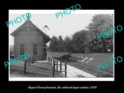 OLD LARGE HISTORIC PHOTO OF RUPERT PENNSYLVANIA, THE RAILROAD STATION c1920