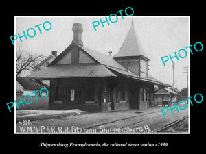 OLD LARGE HISTORIC PHOTO OF SHIPPENSBURG PENNSYLVANIA, RAILROAD STATION c1930