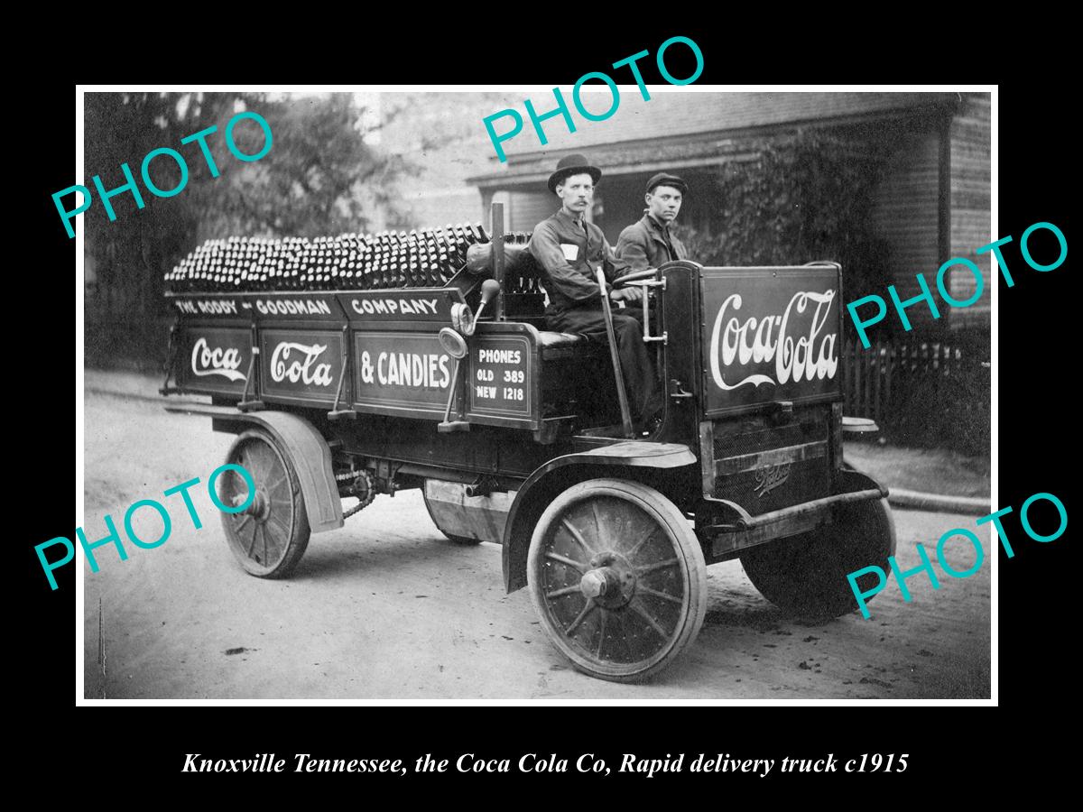 OLD LARGE HISTORIC PHOTO OF KNOXVILLE TENNESSEE, THE COCA COLA RAPID TRUCK c1915