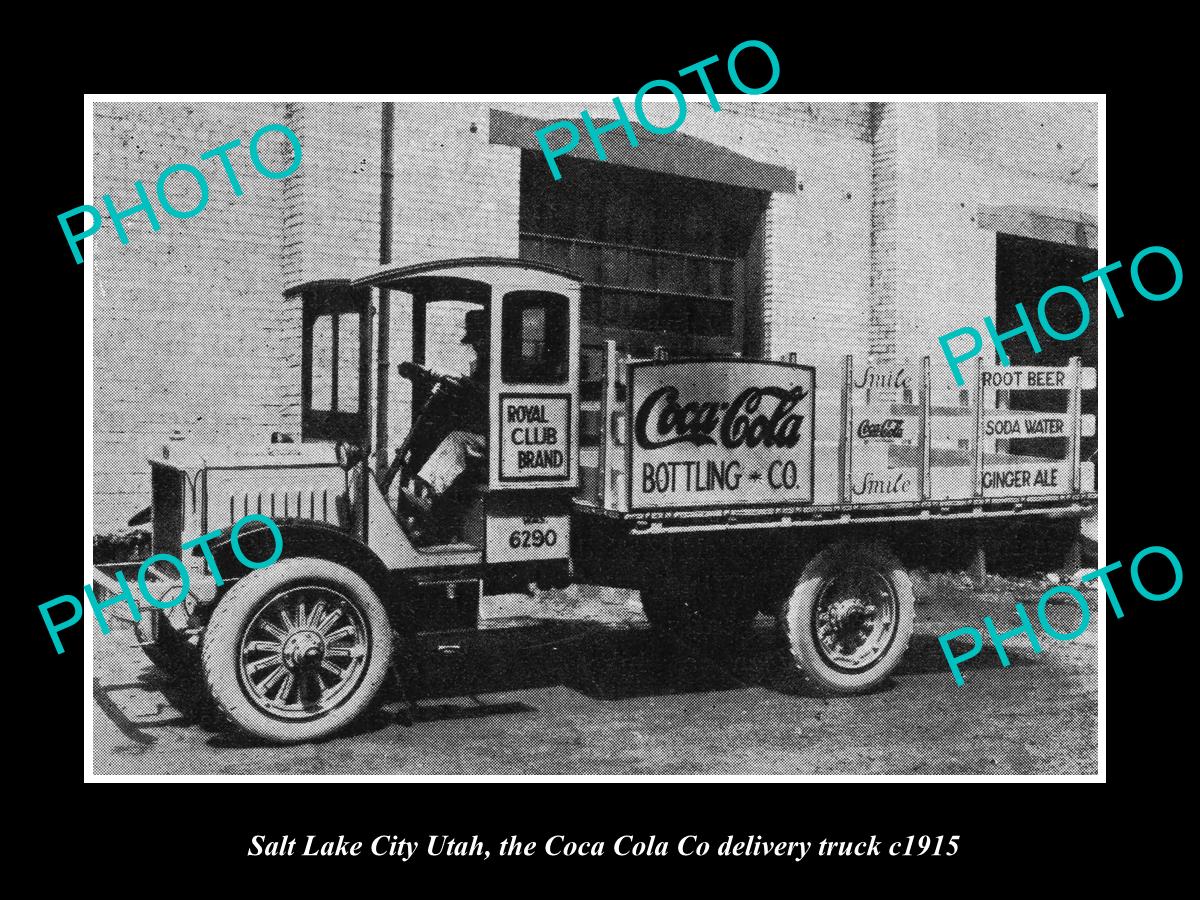 OLD LARGE HISTORIC PHOTO OF SALT LAKE CITY UTAH, THE COCA COLA Co TRUCK c1915