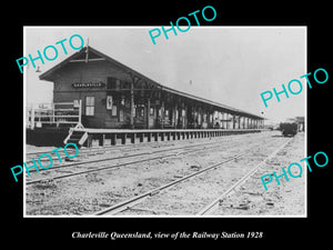 OLD LARGE HISTORIC PHOTO OF CHARLEVILLE QUEENSLAND, THE RAILROAD STATION c1928