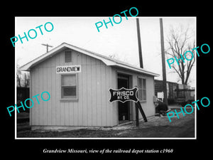 OLD LARGE HISTORIC PHOTO OF GRANDVIEW MISSOURI, THE RAILROAD DEPOT STATION c1960