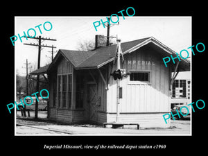 OLD LARGE HISTORIC PHOTO OF IMPERIAL MISSOURI, THE RAILROAD DEPOT STATION c1960