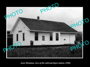 OLD LARGE HISTORIC PHOTO OF AVON MONTANA, THE RAILROAD DEPOT STATION c1960