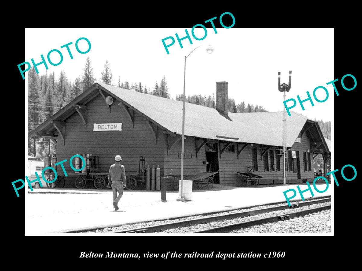 OLD LARGE HISTORIC PHOTO OF BELTON MONTANA, THE RAILROAD DEPOT STATION c1960 2