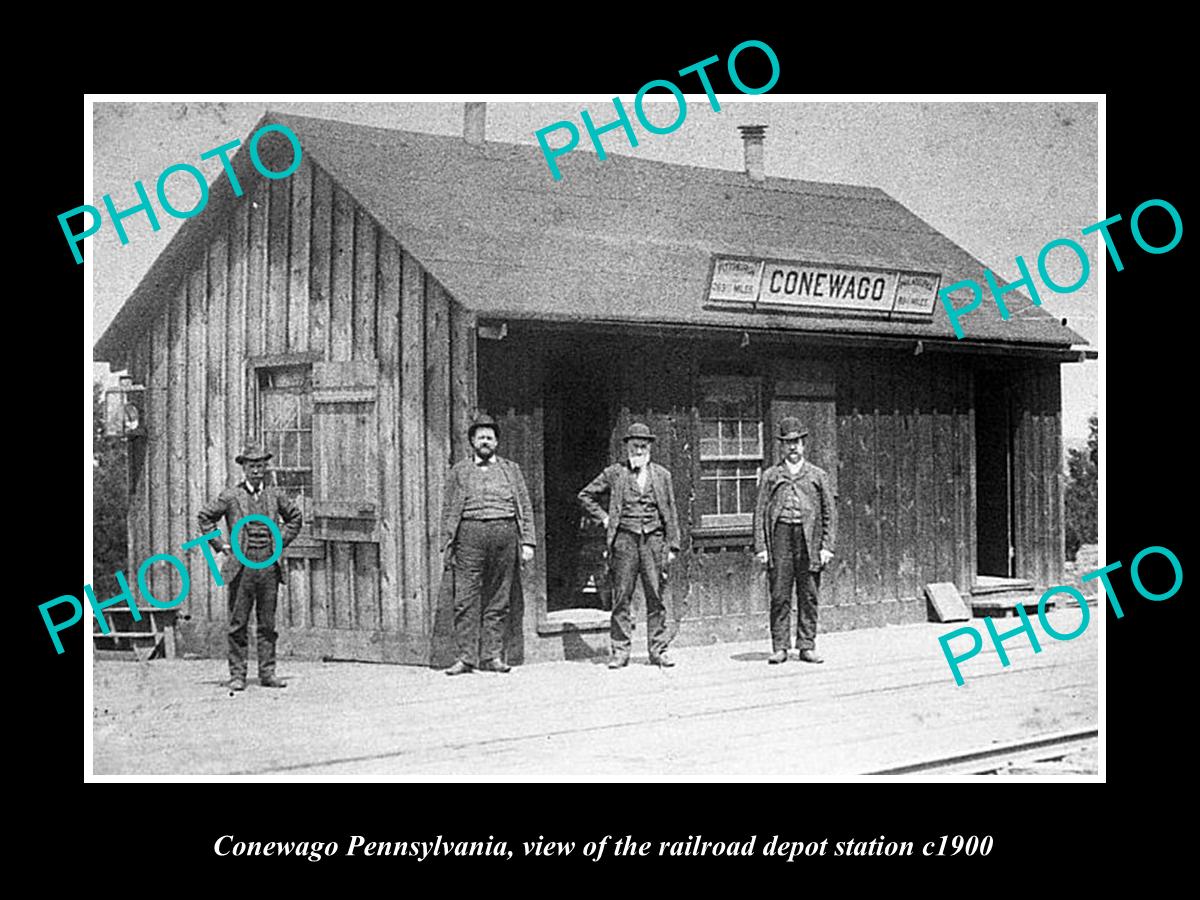 OLD LARGE HISTORIC PHOTO OF CONEWAGO PENNSYLVANIA, THE RAILROAD DEPOT c1900