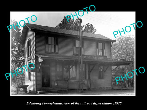 OLD LARGE HISTORIC PHOTO OF EDENBURG PENNSYLVANIA, THE RAILROAD DEPOT c1920