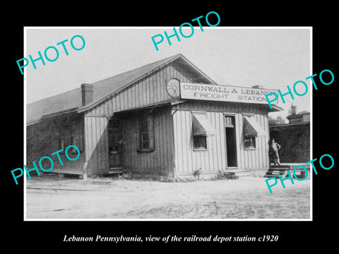 OLD LARGE HISTORIC PHOTO OF LEBANON PENNSYLVANIA, THE RAILROAD DEPOT c1920