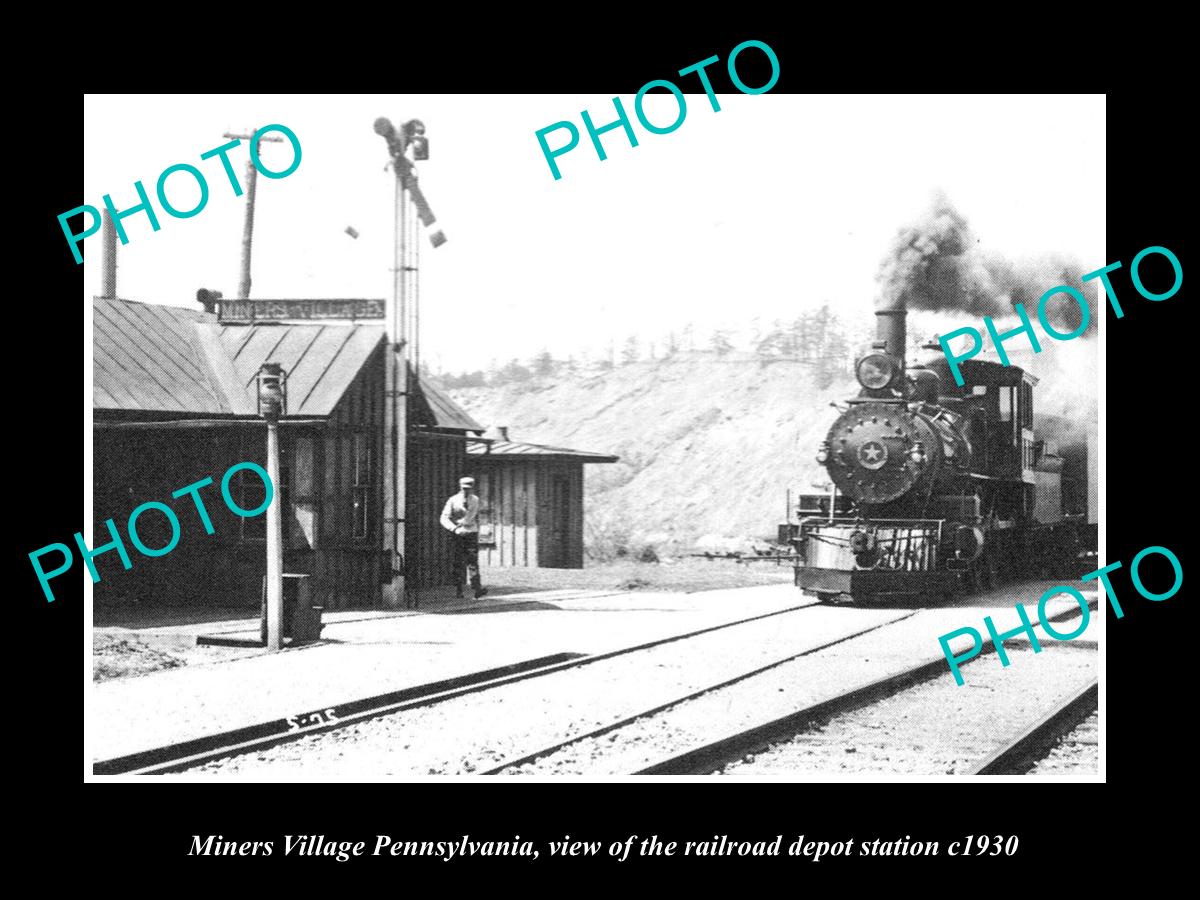 OLD LARGE HISTORIC PHOTO OF MINERS VILLAGE PENNSYLVANIA THE RAILROAD DEPOT c1930