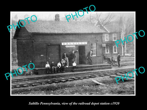 OLD LARGE HISTORIC PHOTO OF SALTILLO PENNSYLVANIA, THE RAILROAD DEPOT c1920