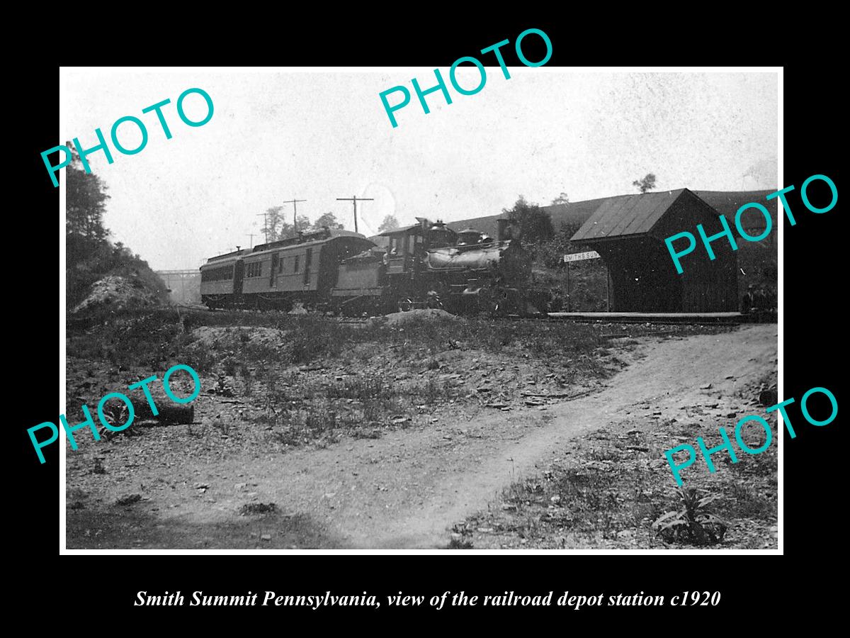 OLD LARGE HISTORIC PHOTO OF SMITH SUMMIT PENNSYLVANIA, THE RAILROAD DEPOT c1920