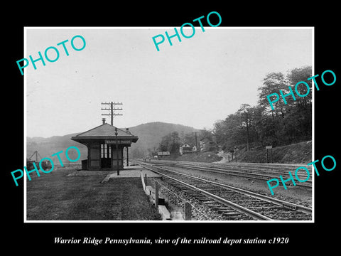 OLD LARGE HISTORIC PHOTO OF WARRIOR RIDGE PENNSYLVANIA, THE RAILROAD DEPOT c1920