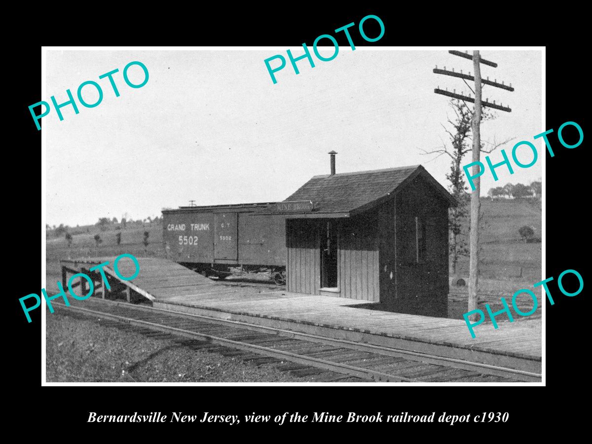 OLD LARGE HISTORIC PHOTO OF BERNARDSVILLE NEW JERSEY, MINE BROOK RAIL DEPOT 1930