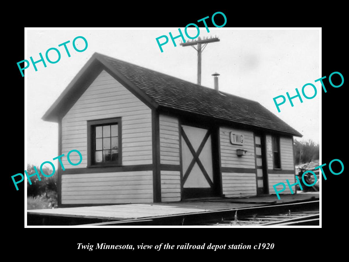 OLD LARGE HISTORIC PHOTO OF TWIG MINNESOTA, THE RAILROAD DEPOT STATION c1920