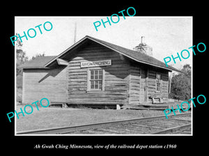 OLD LARGE HISTORIC PHOTO OF AH GWAH CHING MINNESOTA, THE RAILROAD STATION c1960