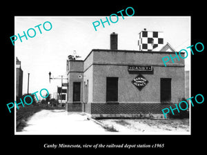 OLD LARGE HISTORIC PHOTO OF CANBY MINNESOTA, RAILROAD DEPOT STATION c1965