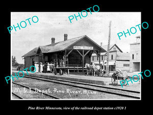 OLD LARGE HISTORIC PHOTO OF PINE RIVER MINNESOTA, RAILROAD DEPOT STATION c1920 2