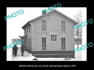 OLD LARGE HISTORIC PHOTO OF RADIUM MINNESOTA, RAILROAD DEPOT STATION c1950