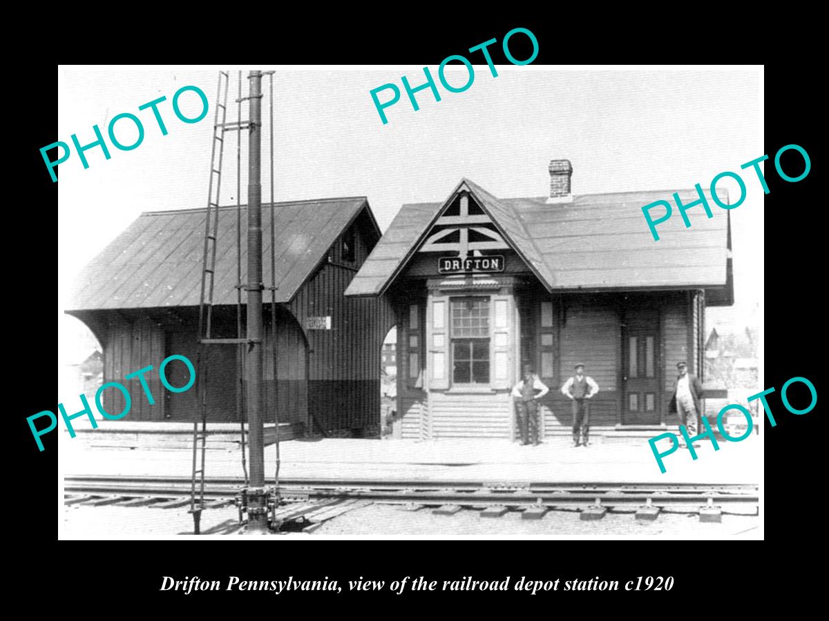 OLD LARGE HISTORIC PHOTO OF DRIFTON PENNSYLVANIA, RAILROAD DEPOT STATION c1920