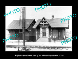 OLD LARGE HISTORIC PHOTO OF DRIFTON PENNSYLVANIA, RAILROAD DEPOT STATION c1920