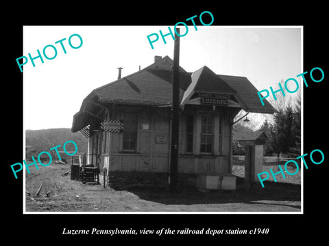 OLD LARGE HISTORIC PHOTO OF LUZERNE PENNSYLVANIA, RAILROAD DEPOT STATION c1940