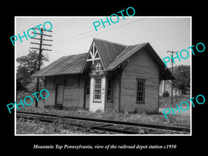 OLD LARGE HISTORIC PHOTO OF MOUNTAIN TOP PENNSYLVANIA, THE RAILROAD STATION 1950