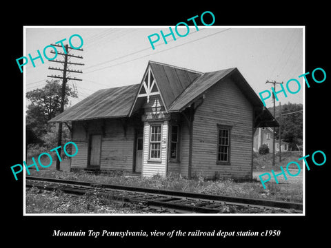 OLD LARGE HISTORIC PHOTO OF MOUNTAIN TOP PENNSYLVANIA, THE RAILROAD STATION 1950