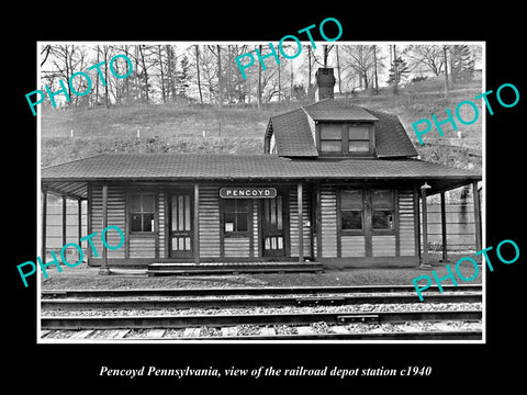 OLD LARGE HISTORIC PHOTO OF PENCOYD PENNSYLVANIA, RAILROAD DEPOT STATION c1940