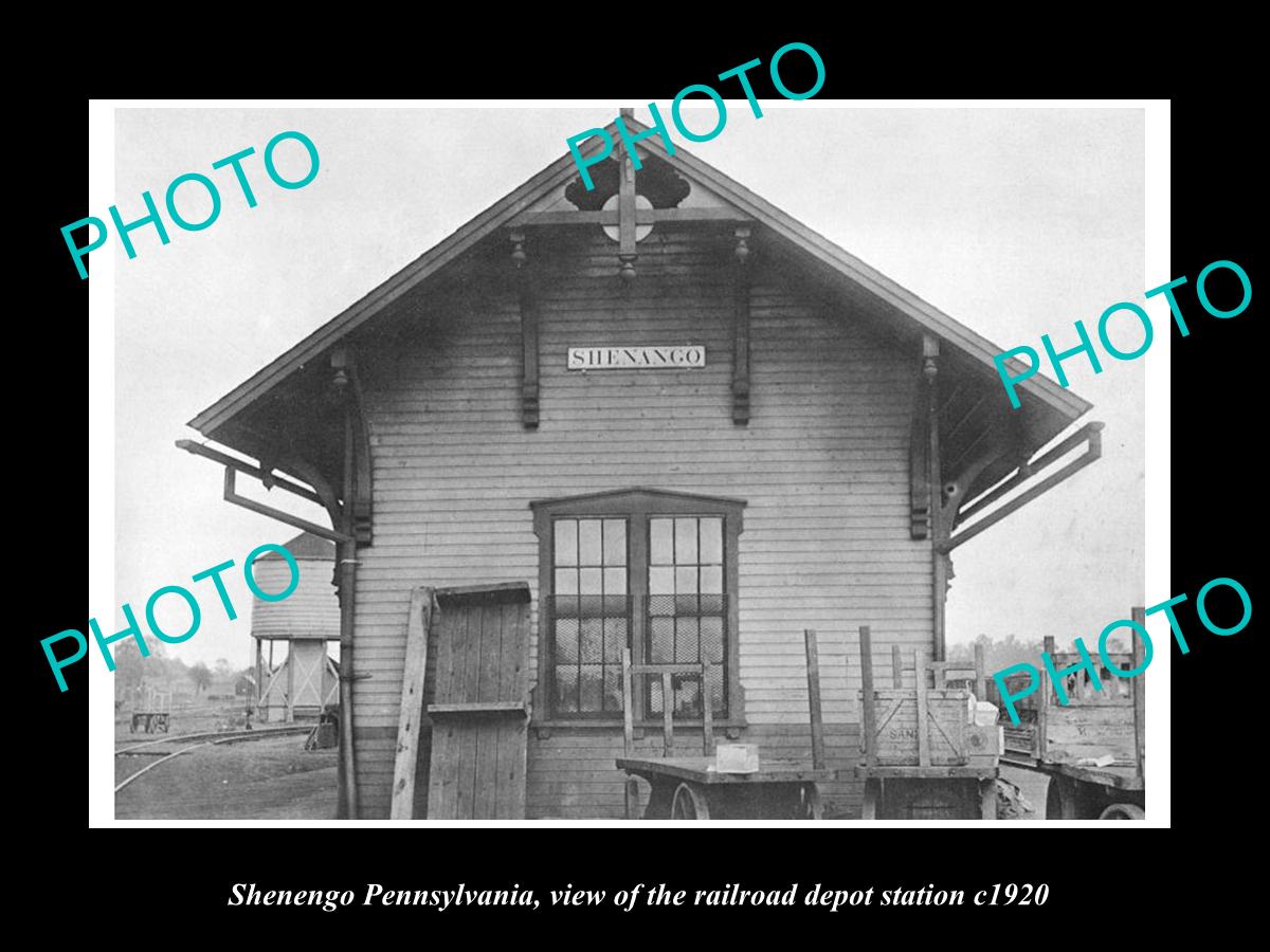 OLD LARGE HISTORIC PHOTO OF SHENENGO PENNSYLVANIA, RAILROAD DEPOT STATION c1920