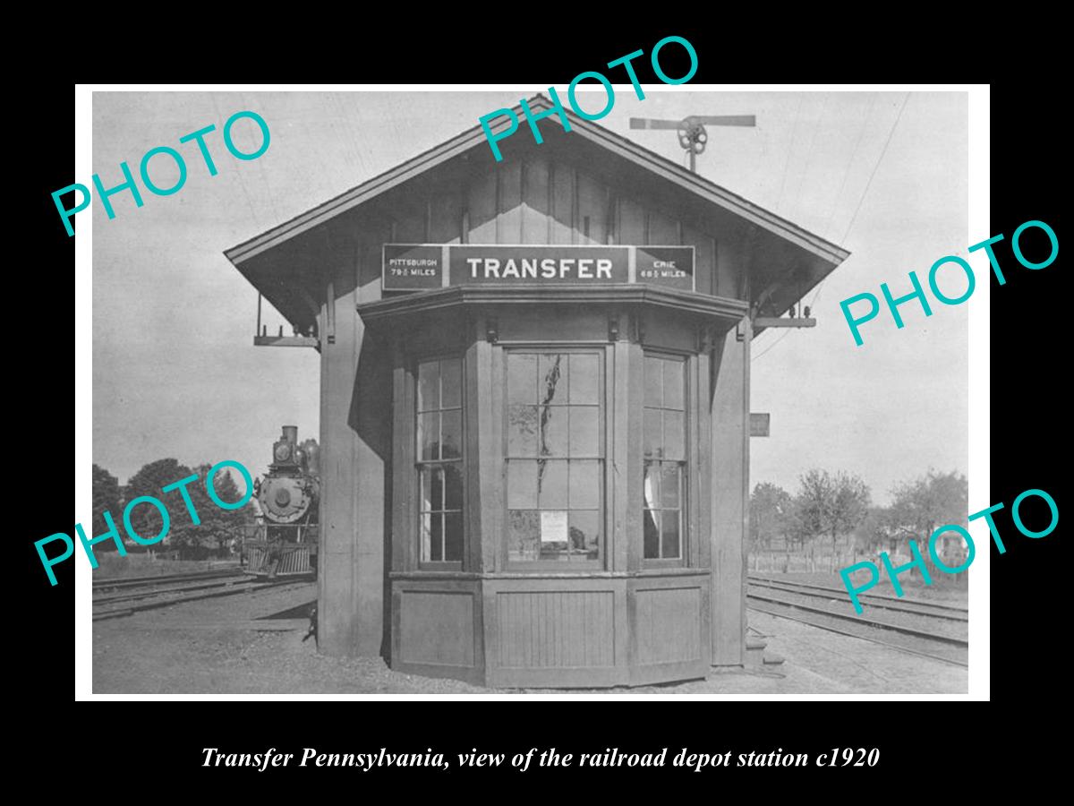 OLD LARGE HISTORIC PHOTO OF TRANSFER PENNSYLVANIA, RAILROAD DEPOT STATION c1920