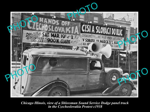 OLD LARGE HISTORIC PHOTO OF CHICAGO ILLINOIS, THE CZECHOSLAVAKIA PROTEST c1938