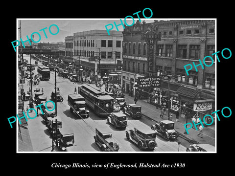 OLD LARGE HISTORIC PHOTO CHICAGO ILLINOIS, VIEW OF ENGLEWOOD, HALSTEAD Ave c1930