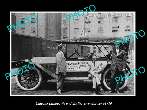 OLD LARGE HISTORIC PHOTO OF CHICAGO ILLINOIS, THE STAVER MOTOR CAR Co c1910